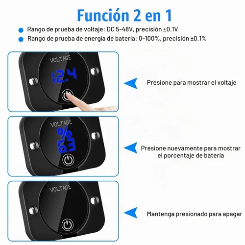 Vista 2 de Linkstyle Medidor de Voltaje de Batería, Voltímetro de Voltaje DC 12 Voltios 24 Voltios, Voltímetro de Voltaje con Pantalla Digital LED, Voltímetro