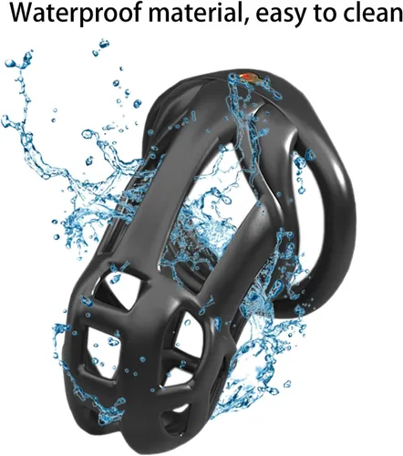 Vista 6 de Jaula de castidad 3.0 de resina, dispositivo de castidad masculino con 4 anillos para el pene, jaula de castidad masculina, jaula de castidad