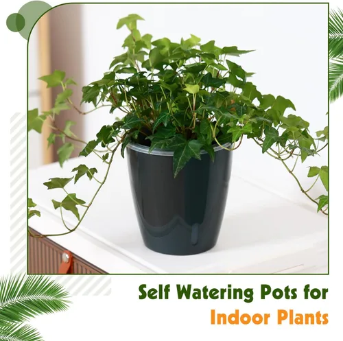 Vista 5 de Macetas de riego automático para plantas de interior, paquete de 16 macetas de riego automático con orificios de drenaje, macetas pequeñas