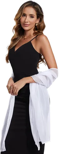 Vista 5 de Bufandas y envolturas de chal para mujer, para vestidos de fiesta de noche, transparentes, suaves, sedosos, de gasa, para boda o novia