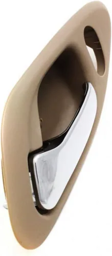 Vista 3 de Para Honda Accord 1998 99 01 2002 Manija de puerta interior delantera, lado del conductor Bisel beige con palanca cromada Con botón de bloqueo