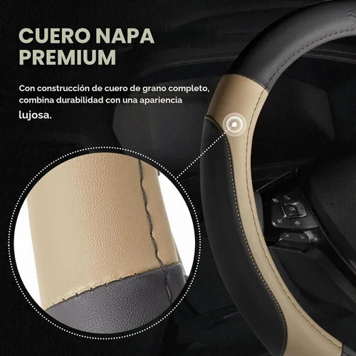 Vista 6 de FLORICH Funda para volante de automóvil, fundas de cuero de microfibra con forro antideslizante, protector elástico transpirable para volante