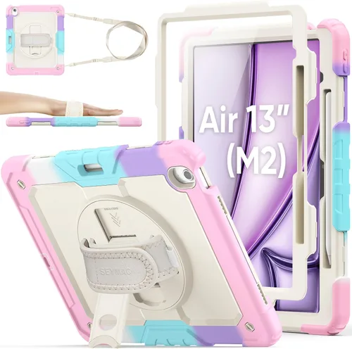 Vista 18 de SEYMAC stock Funda protectora para iPad Air de 11 pulgadas M3 2025/M2 2024 (Air 7ª/6ª generación), funda resistente con protector de pantalla