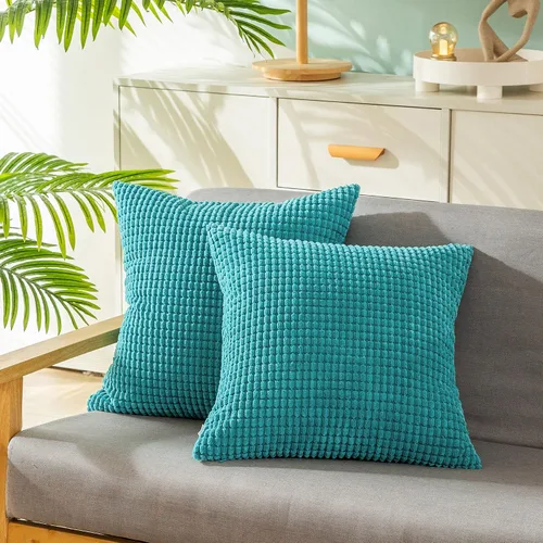 Vista 37 de CaliTime Fundas de Almohada Decorativas Paquete de 2 Cómodas de Pana Acanalada a Rayas Waffle Fundas de Cojines Decorativos para Sofá Cama