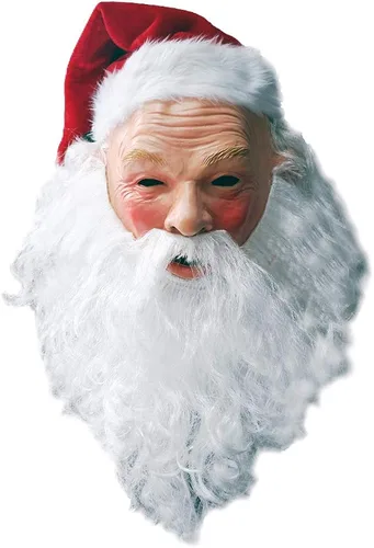 Vista 2 de HENGYUTOYMASK Máscara realista de látex de Papá Noel, disfraz de Navidad, cosplay, barba blanca, máscara roja, máscara de fiesta para adultos