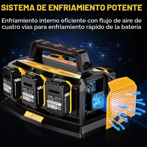 Vista 6 de Adisipsoarin Super cargador de batería para batería Dewalt de 20 V, estación de carga rápida simultánea de 6 puertos compatible con batería de iones