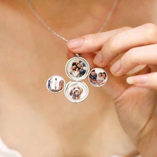 Vista 6 de Collar personalizado con medallón de fotos de 12 constelaciones que sostiene imágenes, joyería de plata esterlina, regalos para mujeres y niñas