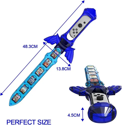 Vista 7 de Switch Joycon Sword Grip for The Legend of Zelda Skyward Sword HDJOYTORN Switch Accessories Handgrip for Zelda Nintendo Switch Holds 12 Game