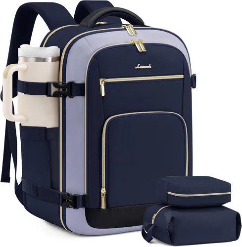 Vista 21 de LOVEVOOK Mochila de viaje para mujer y hombre, Beige, Mochilas de viaje