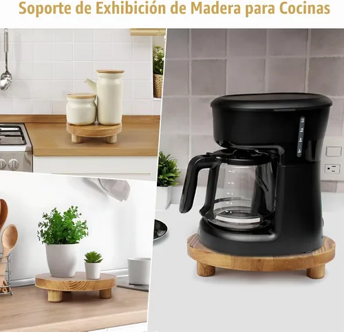 Vista 4 de Soportes de madera para plantas, elevadores de madera para interiores y exteriores para decoración, taburete de madera para mesa del hogar, baño