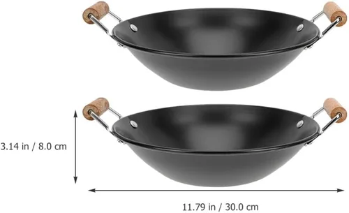 Vista 2 de HEMOTON Utensilios de cocina de metal Uso diario Wok Alimentos Doble Mango Olla Caliente Cocina Wok Olla Antiderrames
