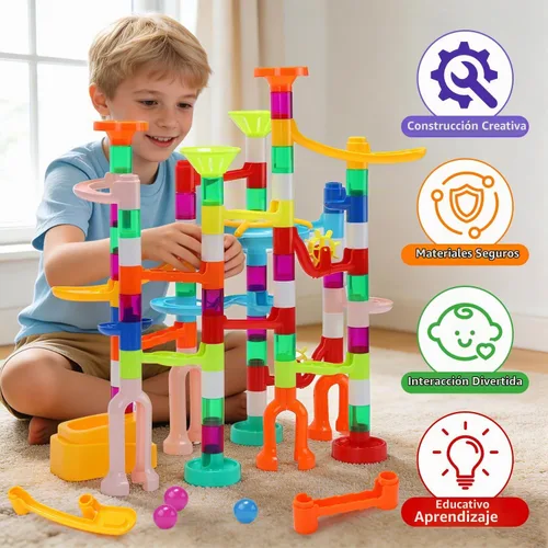 Vista 5 de EagleStone 105PCS Marble Run Kit Marble Maze Construction Building Toy Set