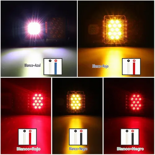 Vista 4 de Partsam 2x luces LED triples traseras 45 LEDs, rectangulares, montaje vertical u horizontal, luces LED para remolque, camión, cámper, RV, luz