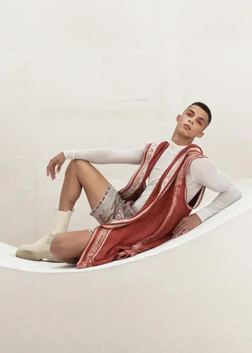 Vista 7 de CHEKANKA SAN Chaleco unisex KAN IvoryShedron Chaleco oversize de diseño mexicano con raíces étnicas