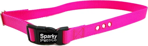Vista 2 de Sparky Pet Co Perro cerca E collar receptor resistente Nylon 1" 3 agujeros consecutivos correa para todos los sistemas de collar e marrón