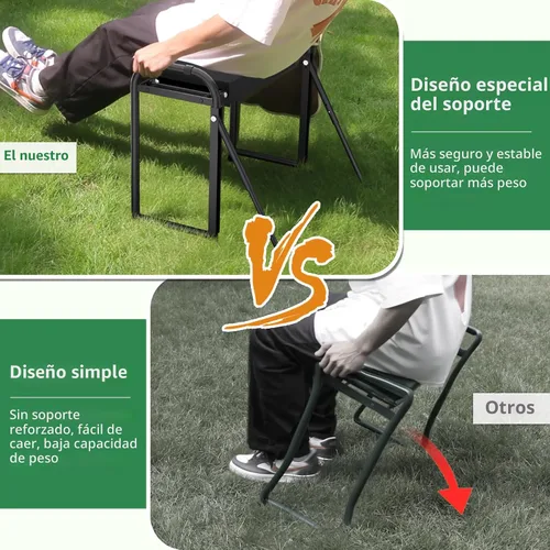 Vista 3 de seasky Rodillero y asiento plegable para jardín, banco de jardinería antivuelco, almohadilla gruesa y suave, taburete de jardinería resistente