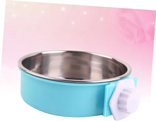 Vista 2 de POPETPOP Diseño ligero portátil del cuenco del cocinero de la jaula del cuenco del perro del acero inoxidable del alimentador del animal