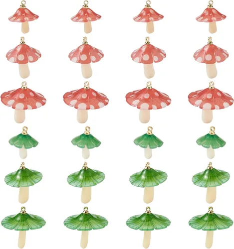 Vista 15 de Craftdady Colgantes de Resina de Alas de Mariposa y Alas de Hada - Lindos Colgantes Colgantes de Animales y Dijes de Hongos - Dijes Degradados