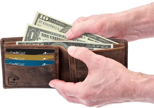 Vista 7 de Moonster Cartera de cuero para hombre con bloqueo RFID mantiene el efectivo y las tarjetas seguros organizados y de fácil acceso carteras delgadas