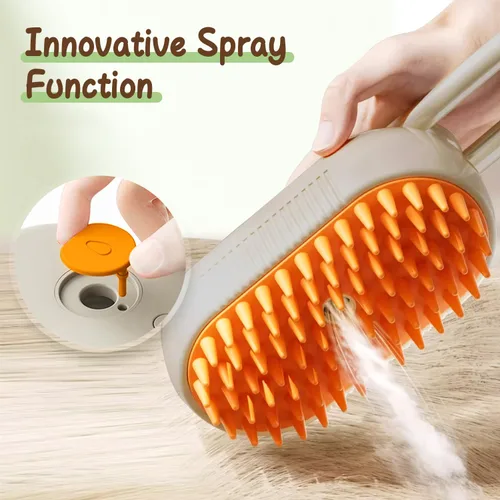 Vista 2 de Defur - Peine para gatos y perros, cepillo de vapor 3 en 1 para gatos y gatos, cepillo de vapor para quitar y arreglar, cepillo 3 en 1 para Caqui