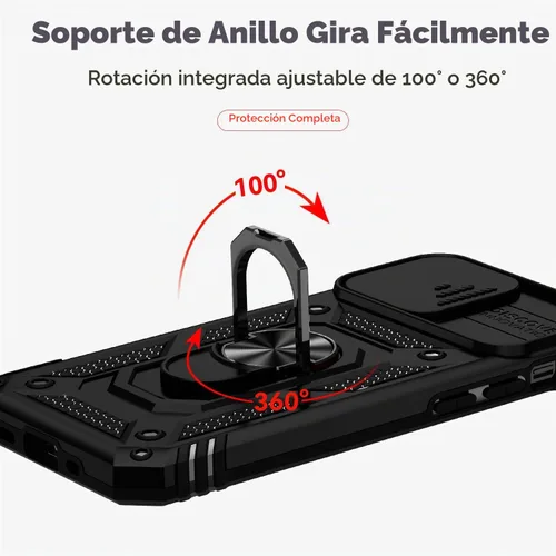 Vista 5 de Funda para iPhone 12/iPhone 12 Pro con cubierta para lente de cámara, color negro