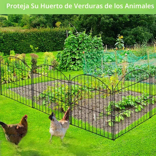 Vista 6 de Valla Decorativa de Jardín 24 pulgadas (Alto) x 10 pies (Largo), Paquete de 5 Valla Sin Excavación Barrera para Animales para Perro con Cerradura