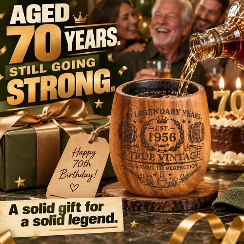 Vista 7 de Regalos de 70 cumpleaños para hombres, juego de vasos de whisky