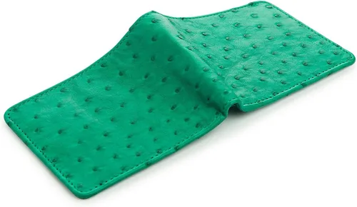 Vista 9 de Cartera de avestruz genuino piel de avestruz cuero verde para hombre