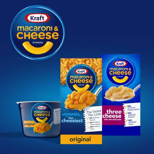 Vista 9 de Kraft Original Macaroni & Cheese - Macarrones con queso de sabor original para la cena (paquete de 24 unidades, cajas de 7.25 onzas)