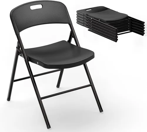 Vista 9 de VINGLI Sillas plegables, silla plegable de plástico, capacidad de hasta 350 libras, asientos portátiles para interiores y exteriores, eventos, Negro