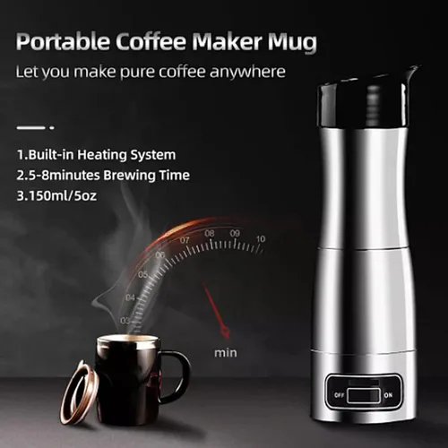 Vista 2 de Luqeeg Cafetera portátil, cafetera eléctrica para café, mini cafetera eléctrica para automóvil, cafetera eléctrica para cápsula con encendedor