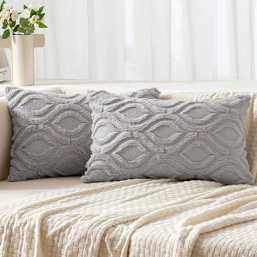 Vista 51 de MIULEE - Juego de 2 fundas de almohada de lana sintética suave y afelpada, fundas decorativas de estilo bohemio para sofá, sala de estar, cama, 16 x