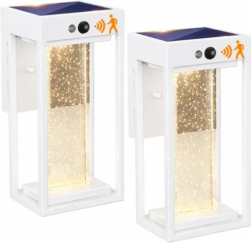 Vista 10 de Luz de Pared Solar para Exterior con Sensor de Movimiento de 3 Modos, Sconce Exterior de Cristal con Luz LED de 4000K 250LM para Puerta Frontal