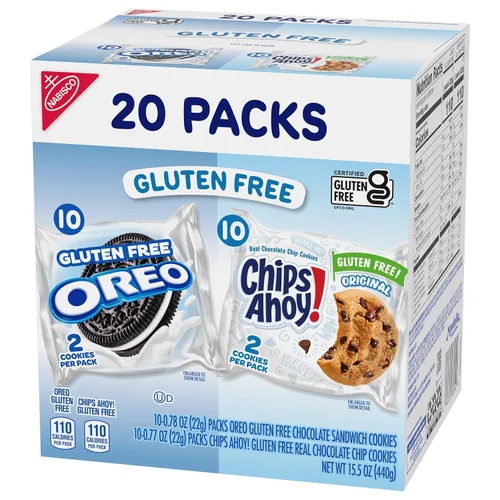 Vista 12 de OREO Galletas Sándwich de Chocolate y CHIPS AHOY! Galletas con Chispas de Chocolate Sin Gluten Paquete Variado de Galletas, 20 Paquetes de Snacks