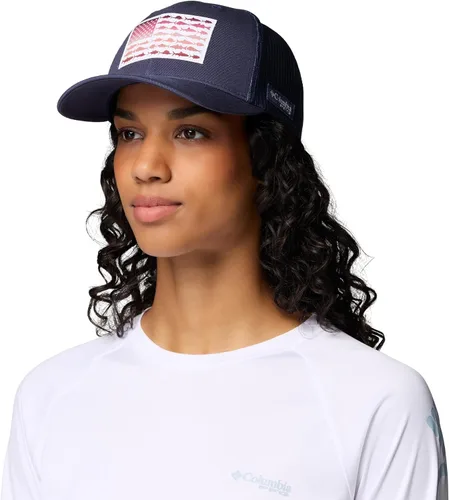 Vista 132 de Columbia Gorra de bola de malla Bandera antigua de malva/blanco/pescado