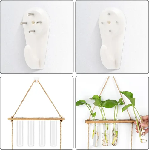 Vista 4 de Hyindoor Maceta Colgante de Pared Terrario Jarrón de Vidrio de 2 Niveles con Tubos de Ensayo, Estación de Propagación de Plantas, Colgadores