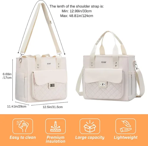 Vista 2 de Lonchera para Mujer para el Trabajo, Bolsa de Almuerzo Grande con Aislamiento Térmico a Prueba de Fugas Hielera para Adultos, Loncheras para Mujer