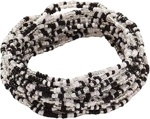 Vista 18 de Caiyao 12 pulseras apilables con cuentas de resina multicapa bohemia, pulseras elásticas de cuentas de cristal de colores, pulseras elásticas