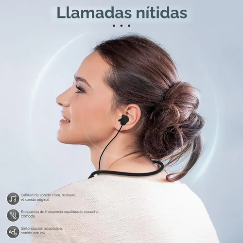 Vista 8 de Auriculares Bluetooth con banda para el cuello, auricular Bluetooth con Negro