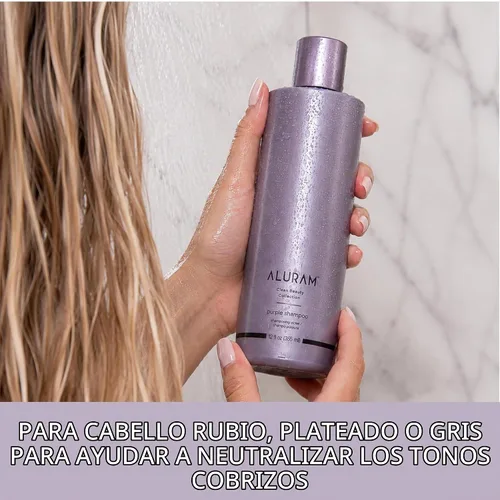 Vista 4 de ALURAM Champú morado de agua de coco para mujeres, aumenta el brillo, elimina el latón, para todo tipo de cabello