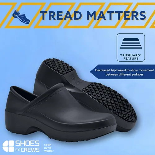 Vista 5 de Shoes for Crews Zuecos de trabajo antideslizantes para mujer, cómodos, antideslizantes, para el servicio de alimentos, hospitalidad, mantenimiento