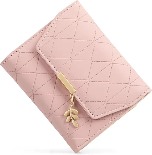 Vista 8 de RNIEGA Cartera pequeña de cuero para mujer, con bloqueo RFID, tarjetero compacto con cremallera y bolsillo para monedas con ventana de identificación