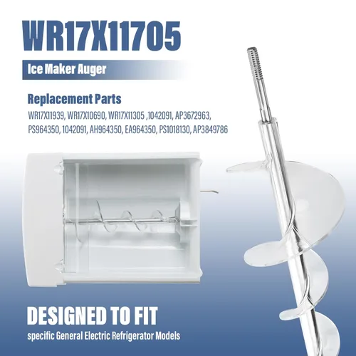 Vista 3 de Barrena dispensadora de fabricador de hielo mejorada para piezas de repuesto de refrigerador GE WR17X11705 WR17X11939 PS1018130 AP3849786 AP3672963