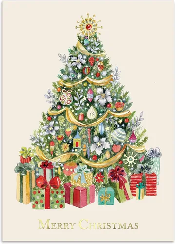 Vista 22 de Punch Studio - Tarjetas navideñas en caja con diseño dimensional de árbol botánico con 12 tarjetas y sobres adornados (44686)