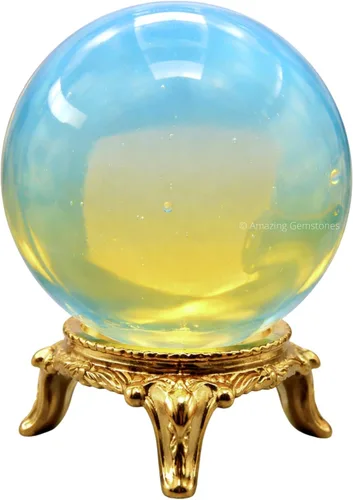 Vista 26 de Amazing Gemstone Bola de cristal de Amazonita con soporte, bolas de meditación de esfera de cristal de 2 pulgadas para brujería y bolas decorativas