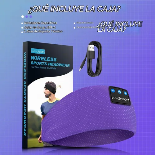 Vista 8 de LC-dolida Auriculares para dormir Bluetooth 5.4, con diadema inalámbrica, máscara de sueño para dormir, deportes, regalos, entrenamiento, correr