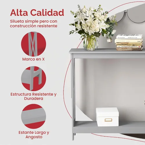Vista 6 de Safdie & Co. - Mesa consola gris, mesa de entrada de 2 capas, mesas de consola para entrada, uso como mesa de entrada, mesa de sofá o muebles