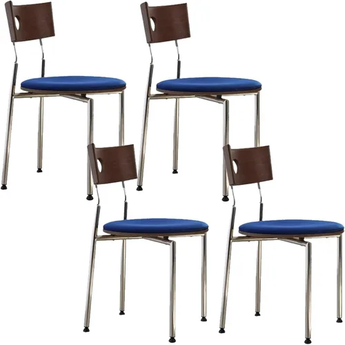 Vista 17 de Stackable Dining Chairs Set, Kitchen Chair with Curved Backrest, Upholstered Living Room Chair, Occasional Seat Dining Room Chairs with Metal