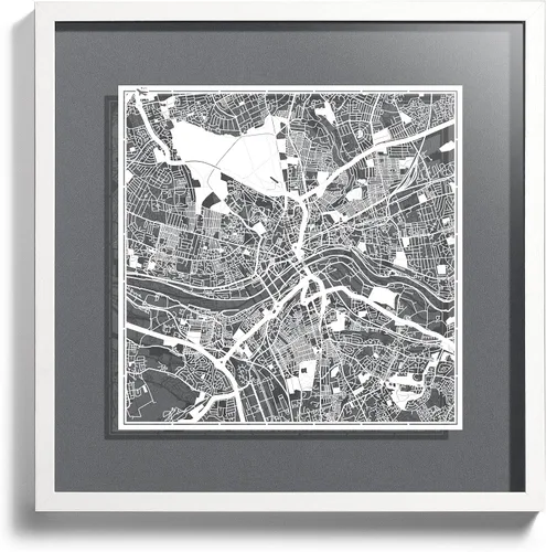 Vista 8 de O3 Design Studio Aberdeen - Mapa de papel cortado en papel blanco de 12 x 12 pulgadas