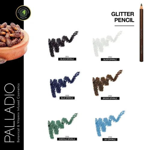 Vista 5 de Palladio Lápiz delineador de ojos con purpurina, cosmético cremoso duradero, delineador de ojos brillante, punta suave como la mantequilla, lápiz